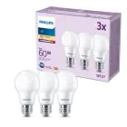 Confezione Multipack 3x Philips Bulbo LED E27 Pera Ghiaccio 8W 806lm - 827 Bianco Molto Caldo